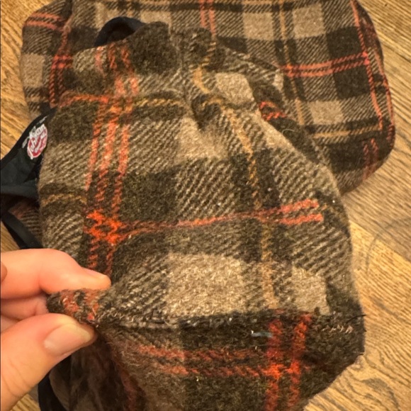 Johnson woolen mills purse made in Vermont brown orange wool plaid medium NEW - Picture 14 of 16